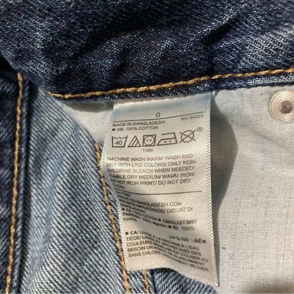 Old Navy High Rise Slouchy Straight distressed jeans size 0 medium wash button - Picture 4 of 10